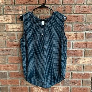 Blue Sleeveless Patterned H&M Blouse/size 10